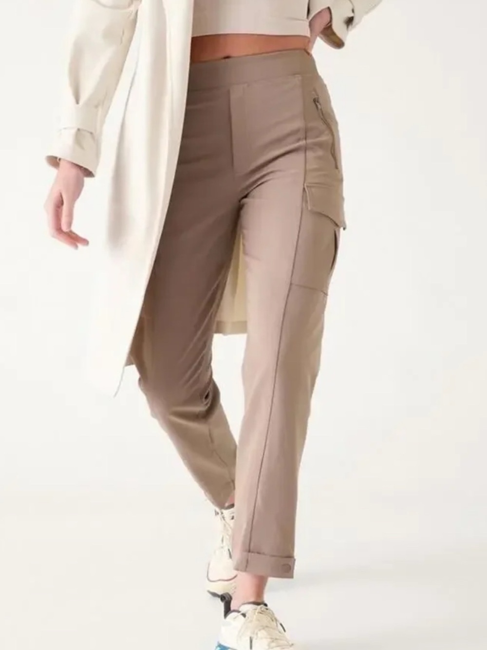 Athleta Endless High-Rise Cargo Pants Taupe Rustic Beige Size 4